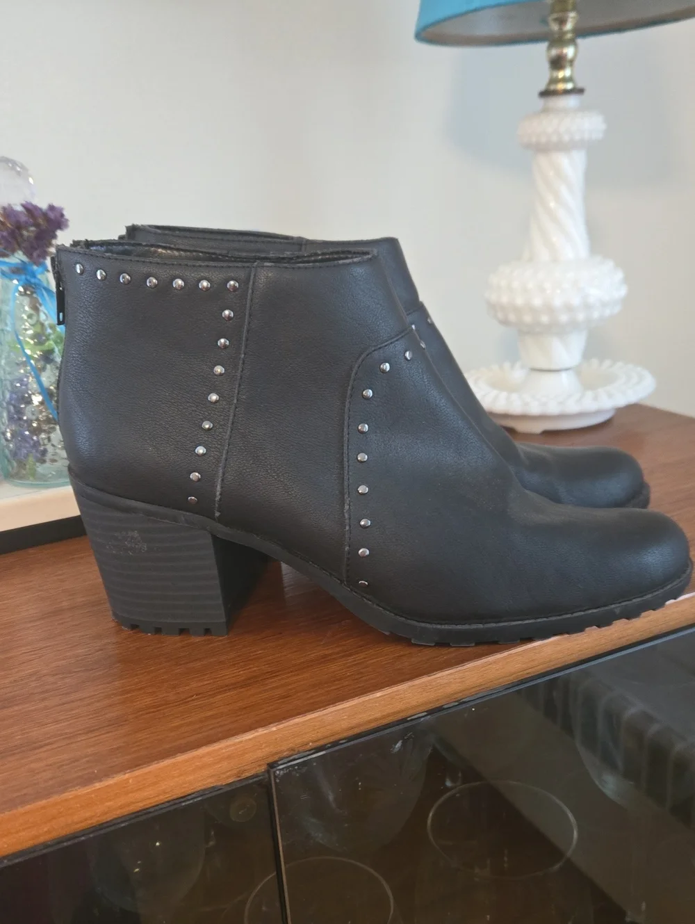 A2 By Aerosoles Black Ankle Boot with Silver Studs Size 9